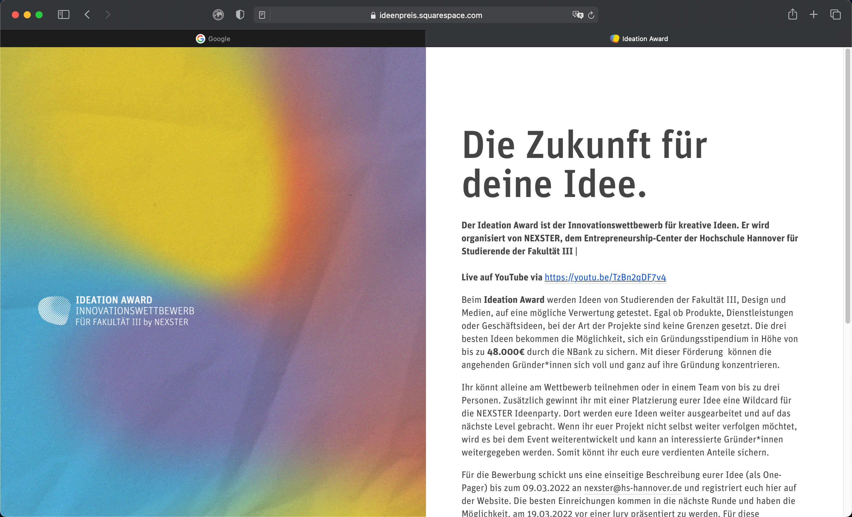 Website Ideation Award
