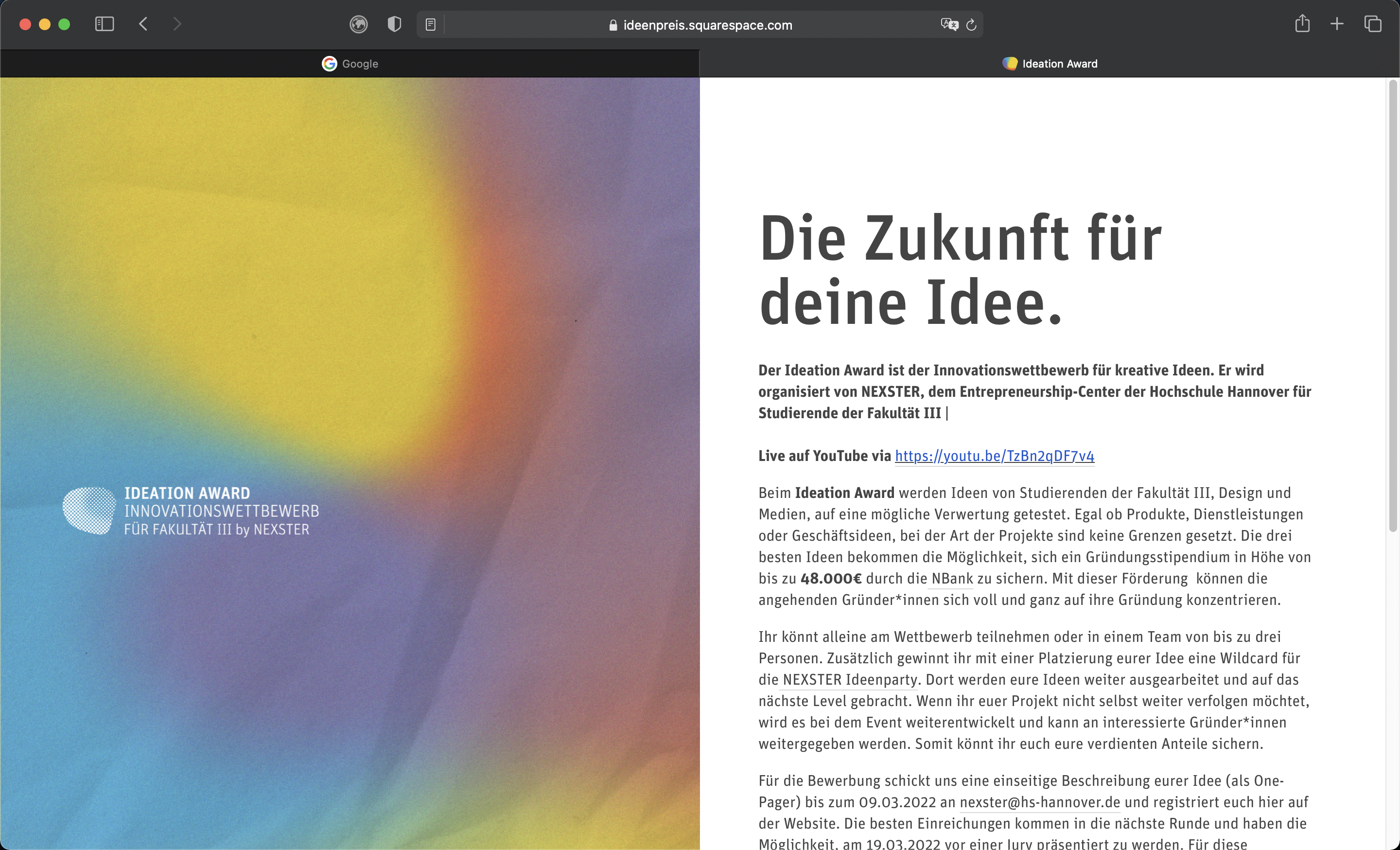 Website Ideation Award